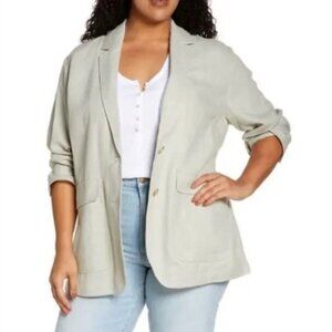 NEW Madewell Breezewoven Basketweave Linen Blend Larsen Blazer in Ashen Sage
